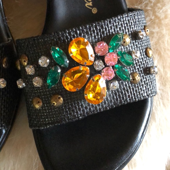 Fun Athea Alexander gemstone slip on 3” wedge Sz 9 - Picture 3 of 7